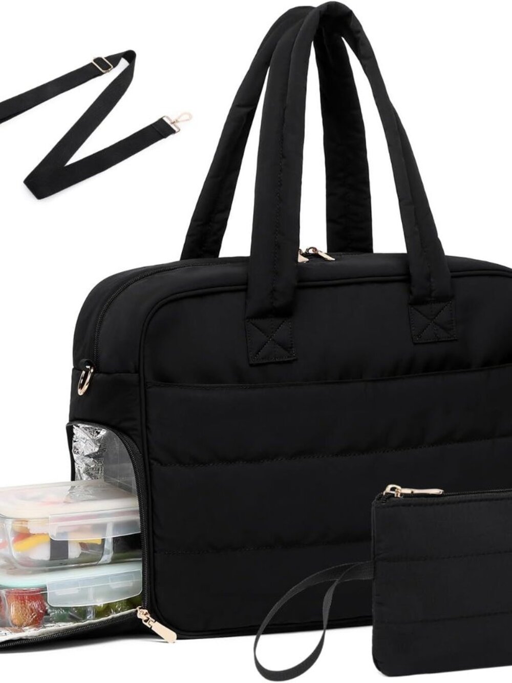 Lunch Tote Bag for Women Work, 17.3 Inch Laptop Purse with Insulated Lunch Compa